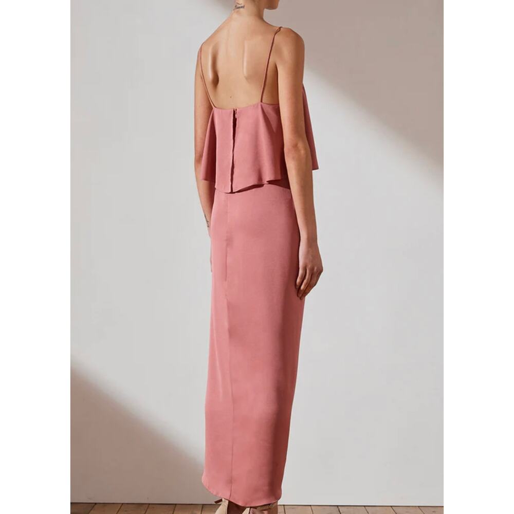 Shona Joy Rose Pink Luxe Frill Tulip Hem Maxi Dress Size 6‎ - Picture 2 of 10